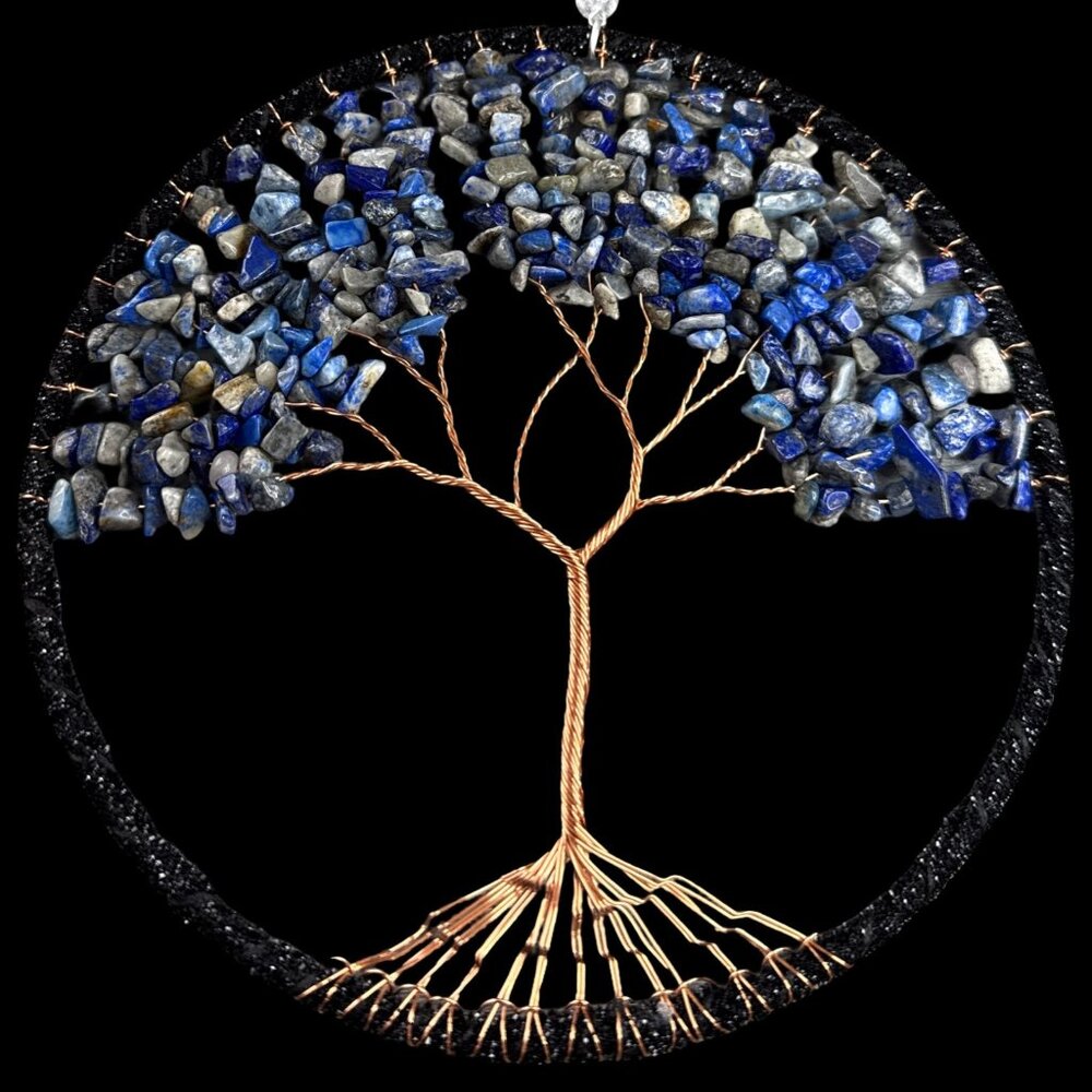 Lapis Lazuli chip gemstone natural stone tree of life dream/sun catcher hanger